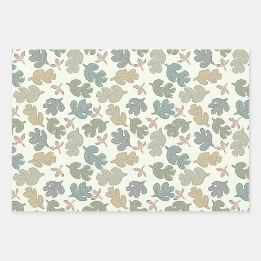 Herfst Pastel Foliage & Pompoen Patroon Inpakpapier Vel (Voorkant)
