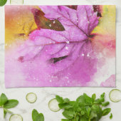 Herfst Pastel Maple Leaf waterverf Elegant Herfst Theedoek (Gevouwen)