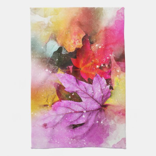 Herfst Pastel Maple Leaf waterverf Elegant Herfst Theedoek (Verticaal)