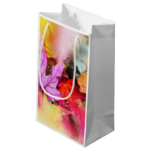 Herfst Pastel Maple Leaf waterverf Herfst Elegant Klein Cadeauzakje (Achterkant Gekanteld)