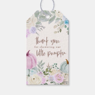 Herfst Pastel Pompoen Bloemen Baby Shower Cadeaulabel