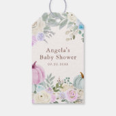 Herfst Pastel Pompoen Bloemenkindercadeau Cadeaulabel (Achterkant)