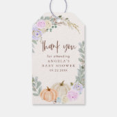 Herfst Pastel Pompoenen en Bloemen Baby shower Cadeaulabel (Achterkant)