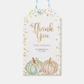 Herfst Pastel Pumpkin Gender Reveal Dank u Label Cadeaulabel (Voorkant)