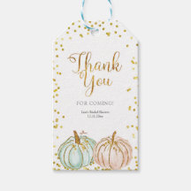 Herfst Pastel Pumpkin Gender Reveal Dank u Label