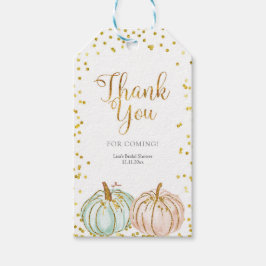 Herfst Pastel Pumpkin Gender Reveal Dank u Label Cadeaulabel