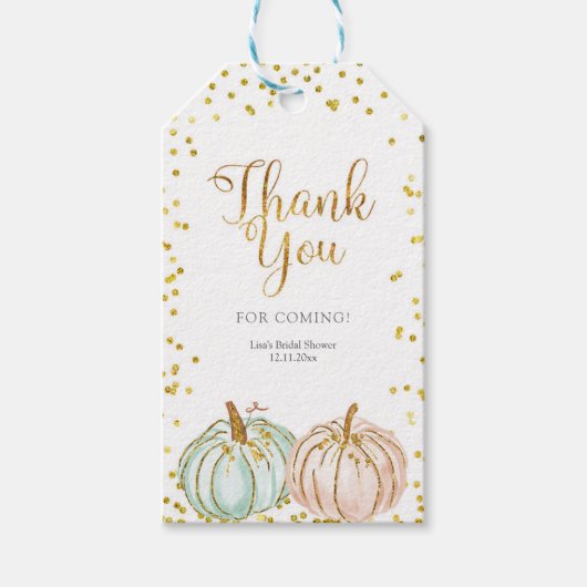 Herfst Pastel Pumpkin Gender Reveal Dank u Label Cadeaulabel (Voorkant)