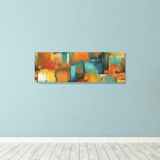 Herfst Patchwork Abstract Canvas Afdruk (Insitu (Houten vloer))