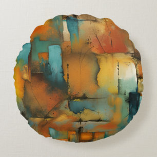 Herfst patchwork abstract rond kussen