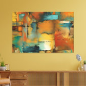 Herfst patchwork abstracte stretched canvas Print (Insitu (Woonkamer))