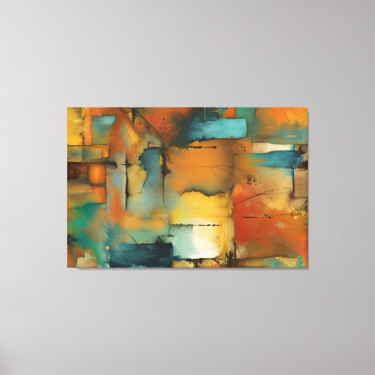 Herfst patchwork abstracte stretched canvas Print (Voorkant)