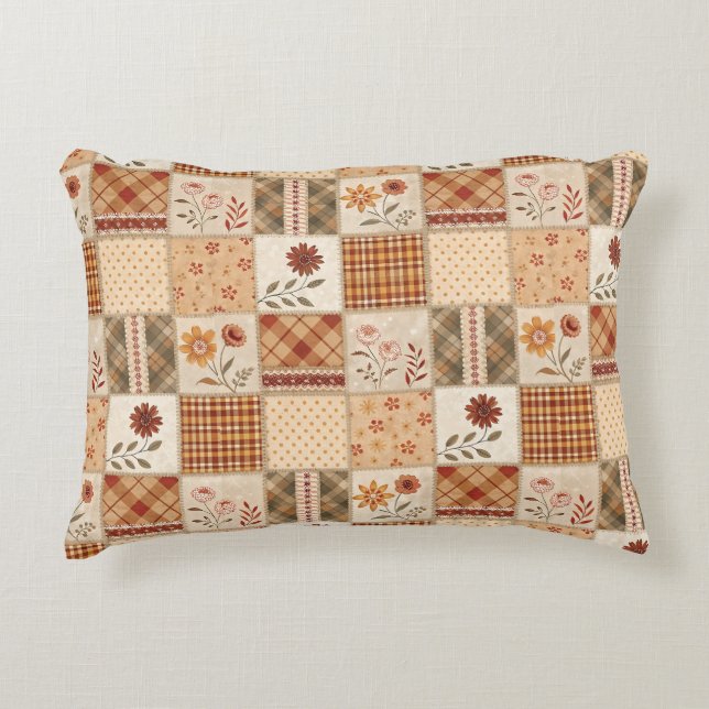 Herfst Patchwork Bloemendeken Hoes &  Accent Kussen (Voorkant)