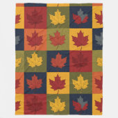 Herfst Patchwork Dekbedstijl met Esdoornbladeren Fleece Deken (Voorkant)