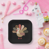 Herfst Patchwork GewatteerdeKalkoen Thanksgiving Papieren Bordje (Feest)