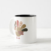 Herfst Patchwork GewatteerdeKalkoen Thanksgiving Tweekleurige Koffiemok (Voorkant links)