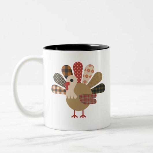 Herfst Patchwork GewatteerdeKalkoen Thanksgiving Tweekleurige Koffiemok (Links)