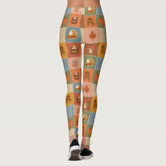 Herfst Patchwork Herfst Patroon Leggings (Achterkant)