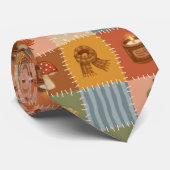 Herfst Patchwork Herfst Patroon Stropdas (Opgerold)