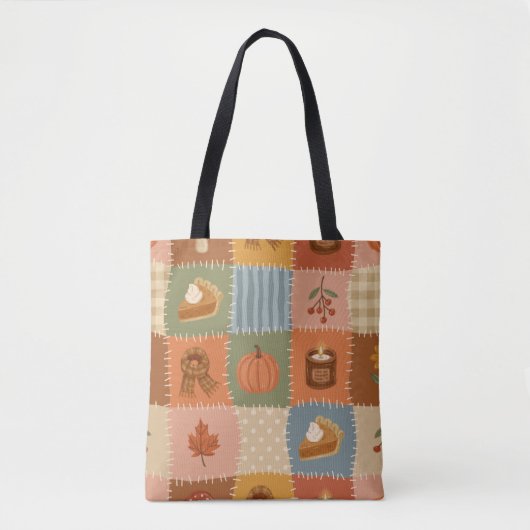 Herfst Patchwork Herfst Patroon Tote Bag (Voorkant)
