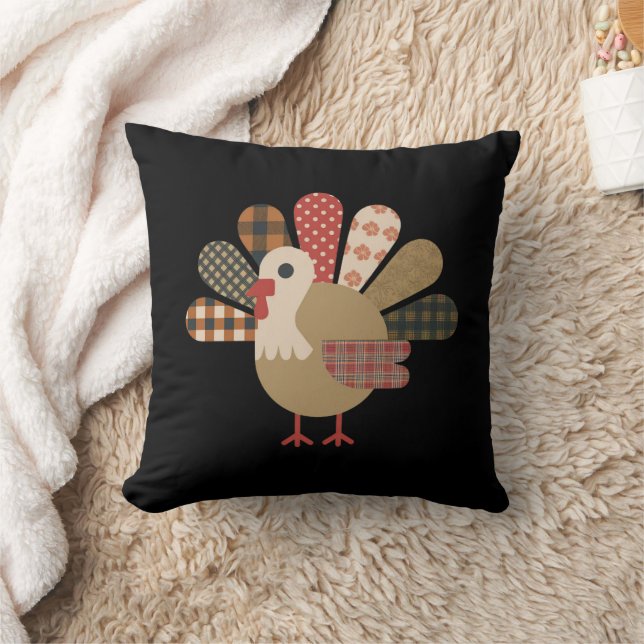 Herfst Patchwork Quilted Kalkoen Thanksgiving Kussen (Deken)