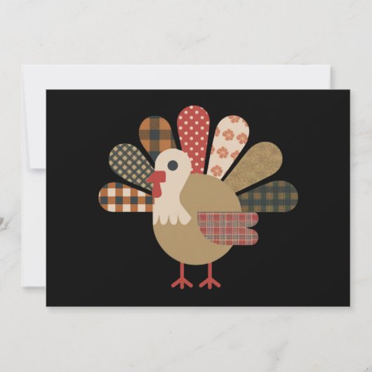 Herfst Patchwork QuiltedKalkoen Thanksgiving Feestdagenkaart (Voorkant)