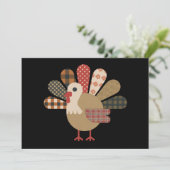 Herfst Patchwork QuiltedKalkoen Thanksgiving Feestdagenkaart (Staand voorkant)