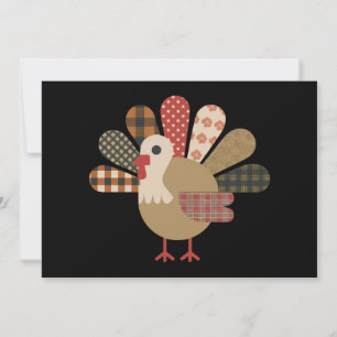 Herfst Patchwork QuiltedKalkoen Thanksgiving Feestdagenkaart