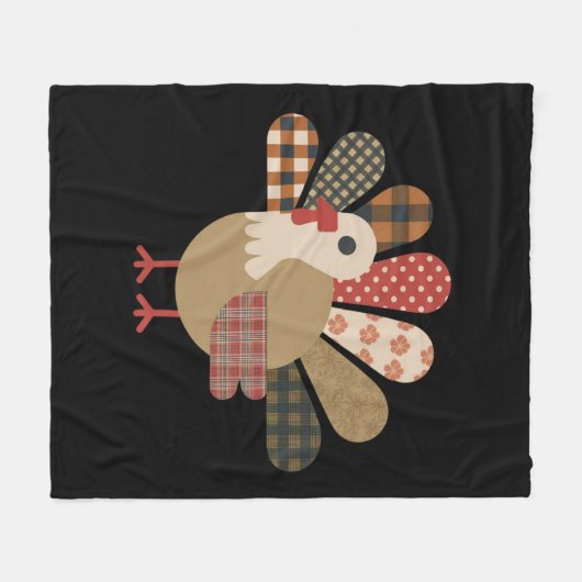 Herfst Patchwork QuiltedKalkoen Thanksgiving Fleece Deken (Voorkant (Horizontaal))