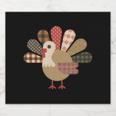 Herfst Patchwork QuiltedTurkije Thanksgiving Bier Etiket (Enkel label)