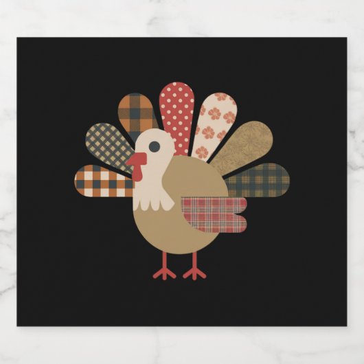 Herfst Patchwork QuiltedTurkije Thanksgiving Bier Etiket (Enkel label)