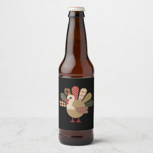 Herfst Patchwork QuiltedTurkije Thanksgiving Bier Etiket
