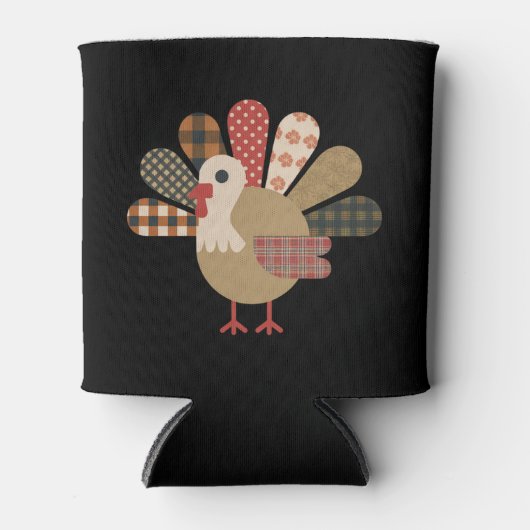 Herfst Patchwork QuiltedTurkije Thanksgiving Blikjeskoeler (Voorkant)