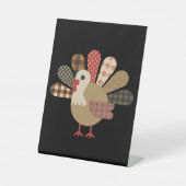 Herfst Patchwork QuiltedTurkije Thanksgiving Reclamebord Met Voetstuk (Voorkant)