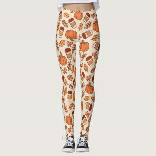 Herfst Patroon Naadloze Koffiepompoen Leggings