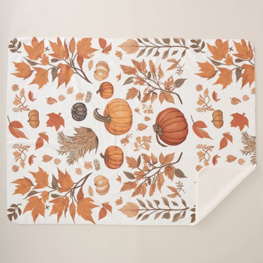 Herfst patroonontwerp sherpa deken (Voorkant (horizontaal))