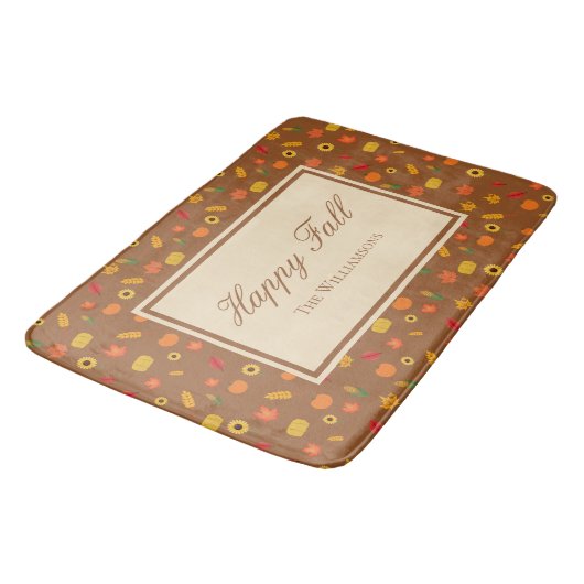 Herfst Pattern Family Achternaam Brown Badmat (Gekanteld)