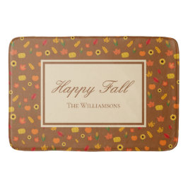 Herfst Pattern Family Achternaam Brown Badmat