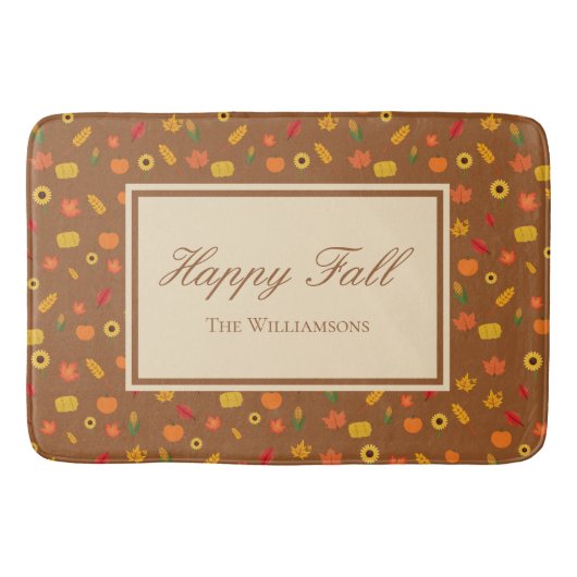 Herfst Pattern Family Achternaam Brown Badmat (Voorkant)