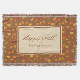 Herfst Pattern Family Achternaam Brown Deken