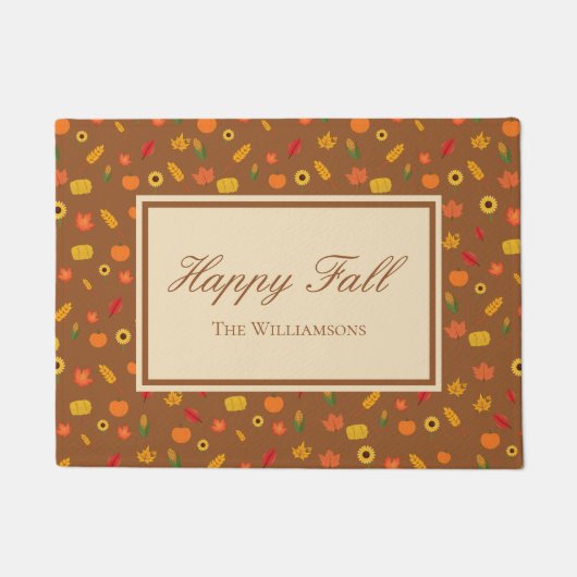 Herfst Pattern Family Achternaam Brown Deurmat (Voorkant)