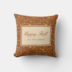 Herfst Pattern Family Achternaam Brown Kussen
