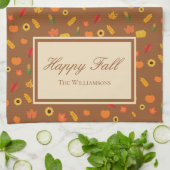 Herfst Pattern Family Achternaam Brown Theedoek (Gevouwen)