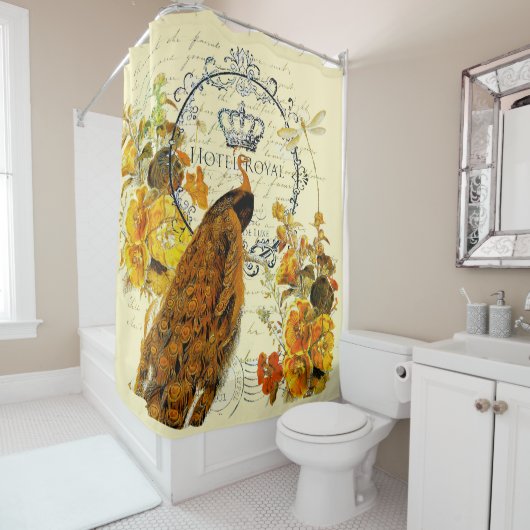 Herfst pauw douchegordijn (In situ)