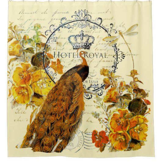 Herfst pauw douchegordijn (Voorkant)