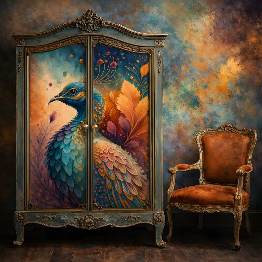 Herfst Pauw Edelsteen Kleur Vogel Decoupage Tissuepapier