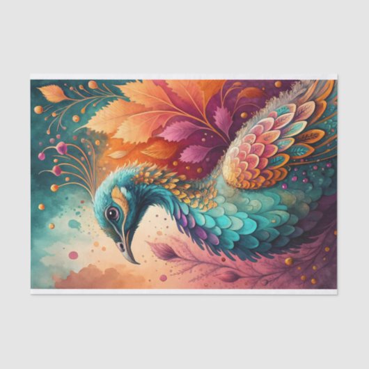 Herfst Pauw Juweel Toon Vogel Decoupage Tissuepapier (Voorkant)