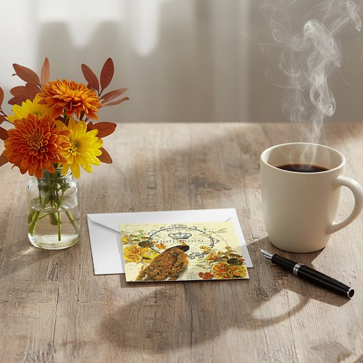 Herfst pauw notitiekaartje
