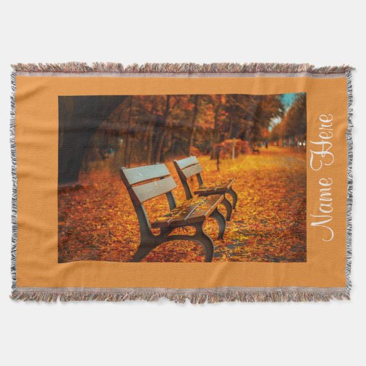 Herfst Peaceful Park Bench Throw Blanket Deken (Voorkant)