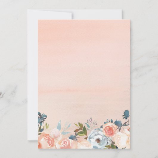 Herfst Peach Bloemen Kalligrafie Script Trouwen Kaart (Achterkant)