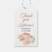 Herfst Peach en Green Pumpkin Rustic Dank u Label Cadeaulabel (Voorkant)